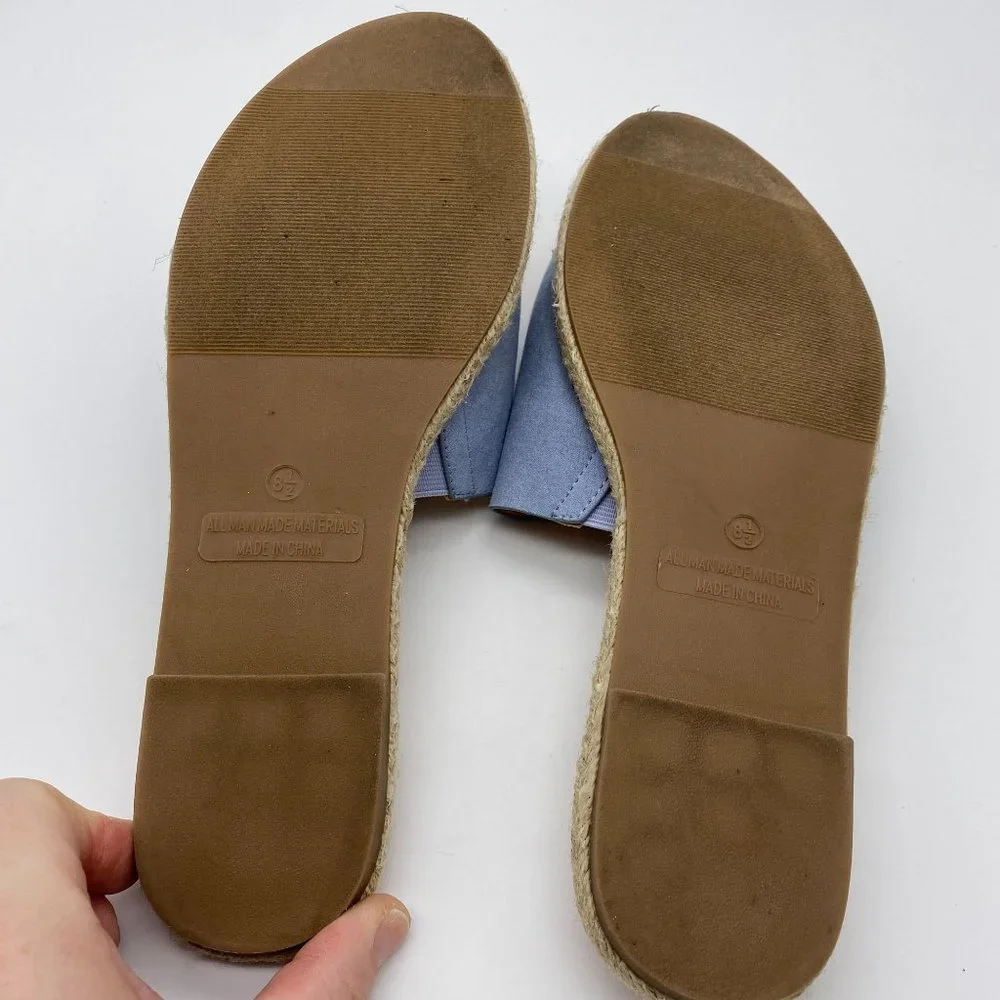 Lulus slip on sandals size 8.5 slides light blue flats summer cruise beach - Picture 5 of 7